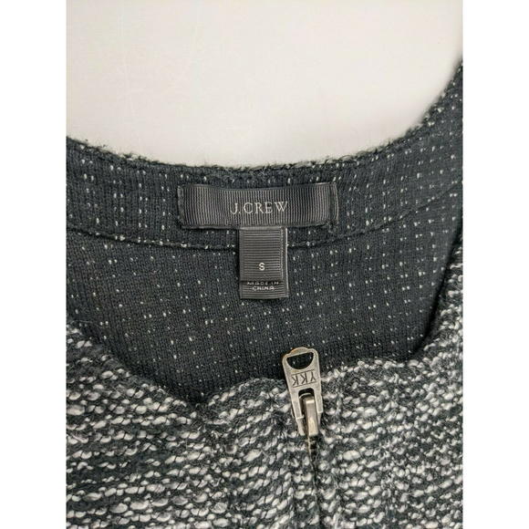 J.CREW Women's Sz S Black Gray Tweed Knit Peplum Waist Jacket Blazer w/Zippers - Picture 3 of 8